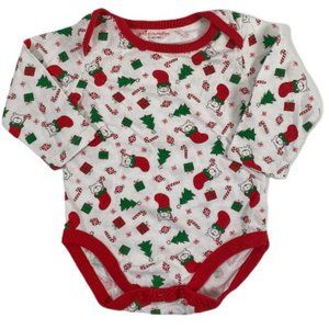 4/$12 💥 EUC (NB-3m) Little Playmates Christmas White & Red LS Bodysuit (589)